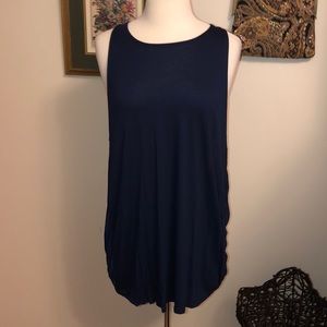 NWOT Blue open back tank w/crisscross strap